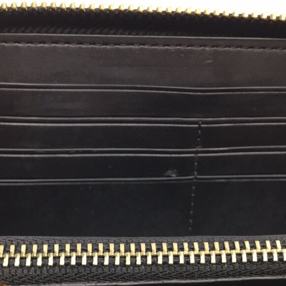 Coach Baseball Stitch Accordion Zip Wallet Black Smooth Calf Leather Unisex - Picture 13 of 16